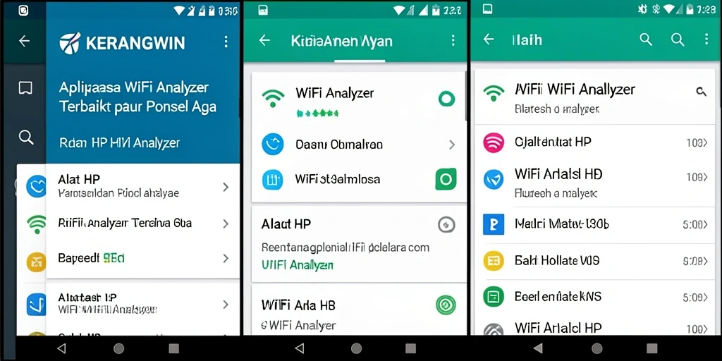 Antarmuka aplikasi KERANGWIN menampilkan analisis jaringan WiFi yang detail.