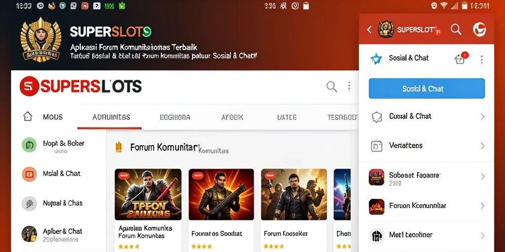 Tampilan antarmuka pengguna aplikasi Forum Komunitas SUPERSLOTS.