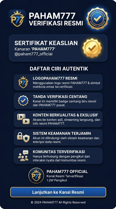 Tampilan kanal resmi paham777