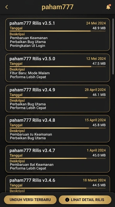 Tampilan riwayat versi paham777